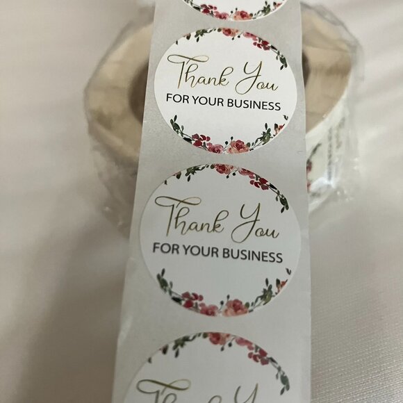 THREE Brand NEW Rolls total of 1,500 Self Adhesive Stickers Thank you - Picture 4 of 7